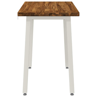 90 x 55 x 75 cm Solid Acacia Wood Natural and White Rectangular