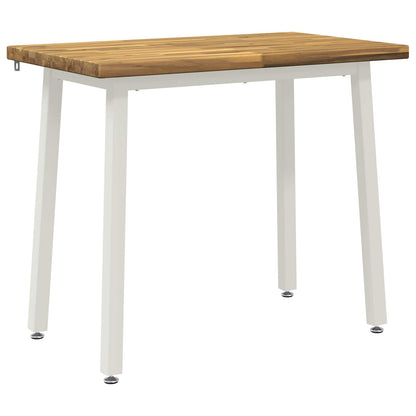 90 x 55 x 75 cm Solid Acacia Wood White Rectangular