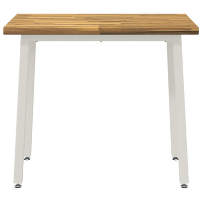 90 x 55 x 75 cm Solid Acacia Wood White Rectangular
