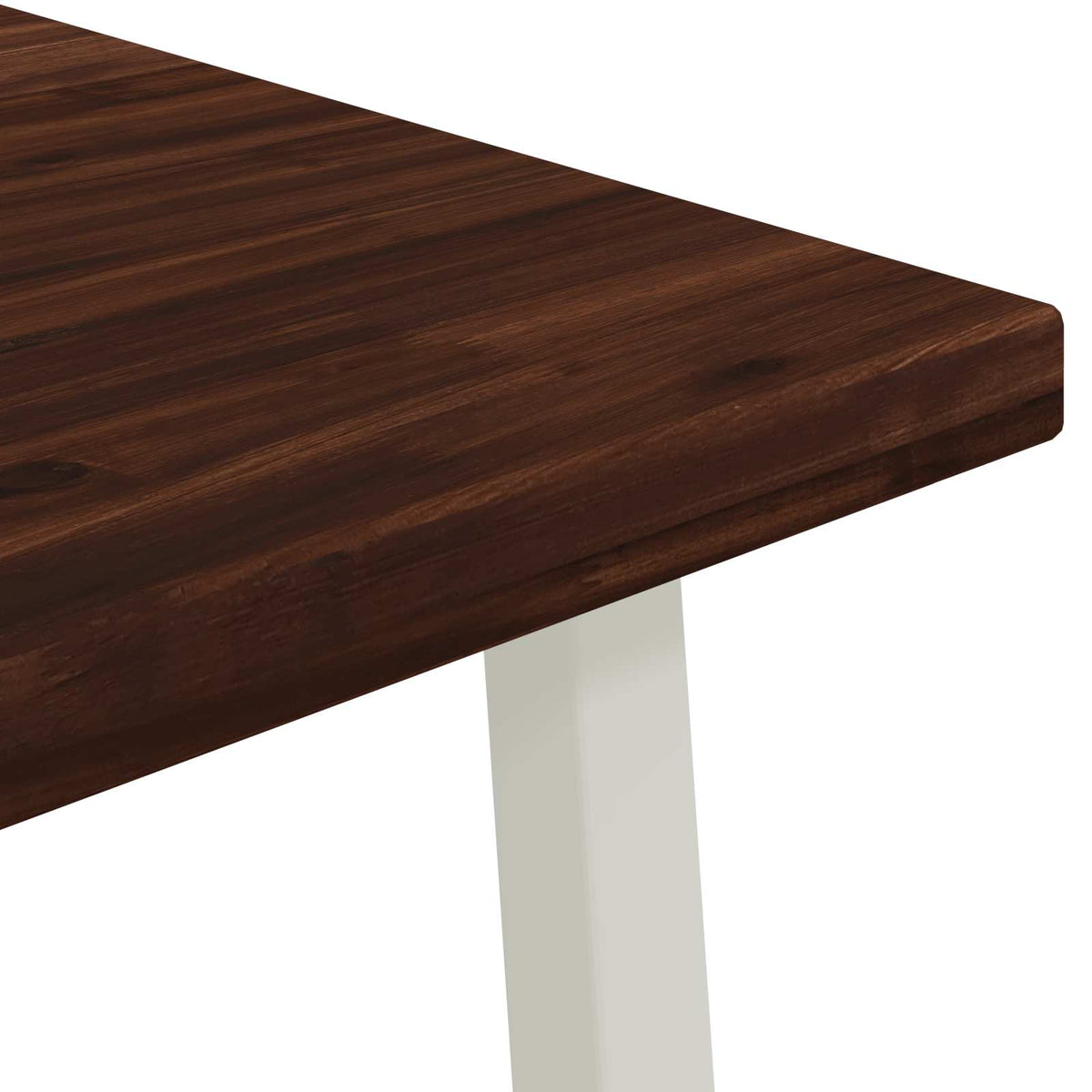70 x 70 x 75 cm Solid Acacia Wood Dark Brown and White Square