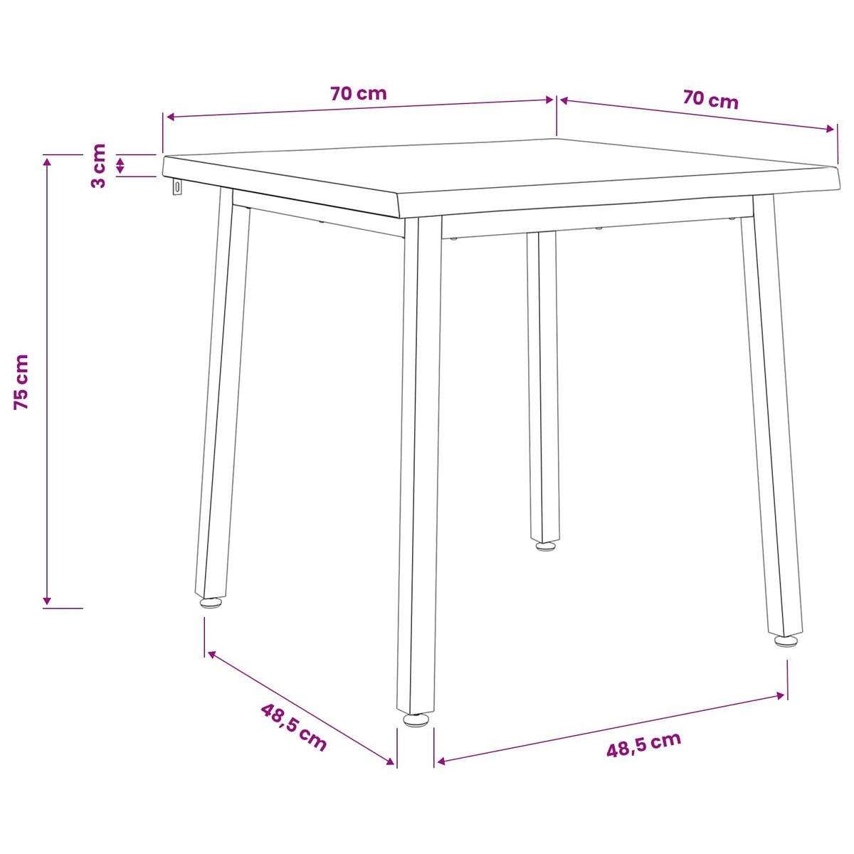 70 x 70 x 75 cm Solid Acacia Wood Natural and Black Square