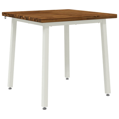 70 x 70 x 75 cm Solid Acacia Wood Natural and White Square