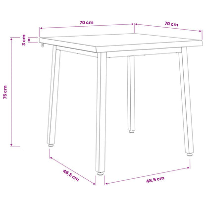 70 x 70 x 75 cm Solid Acacia Wood Natural and White Square