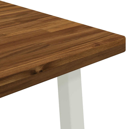 80 x 80 x 75 cm Solid Acacia Wood Natural and White Square