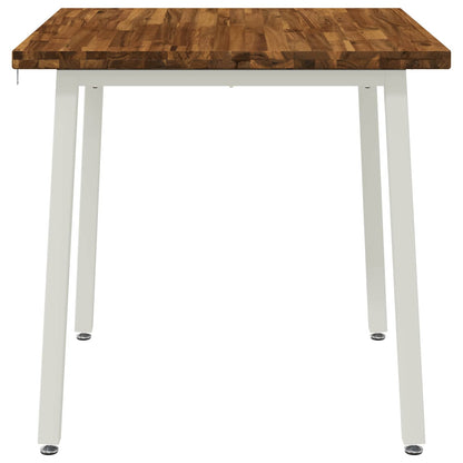 80 x 80 x 75 cm Solid Acacia Wood Natural and White Square