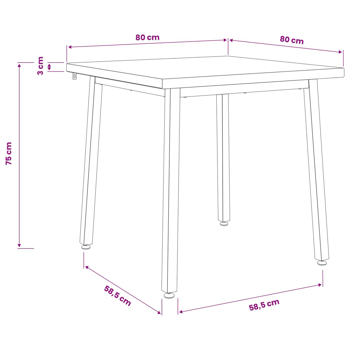80 x 80 x 75 cm Solid Acacia Wood Natural and White Square