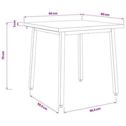 80 x 80 x 75 cm Solid Acacia Wood Natural and White Square