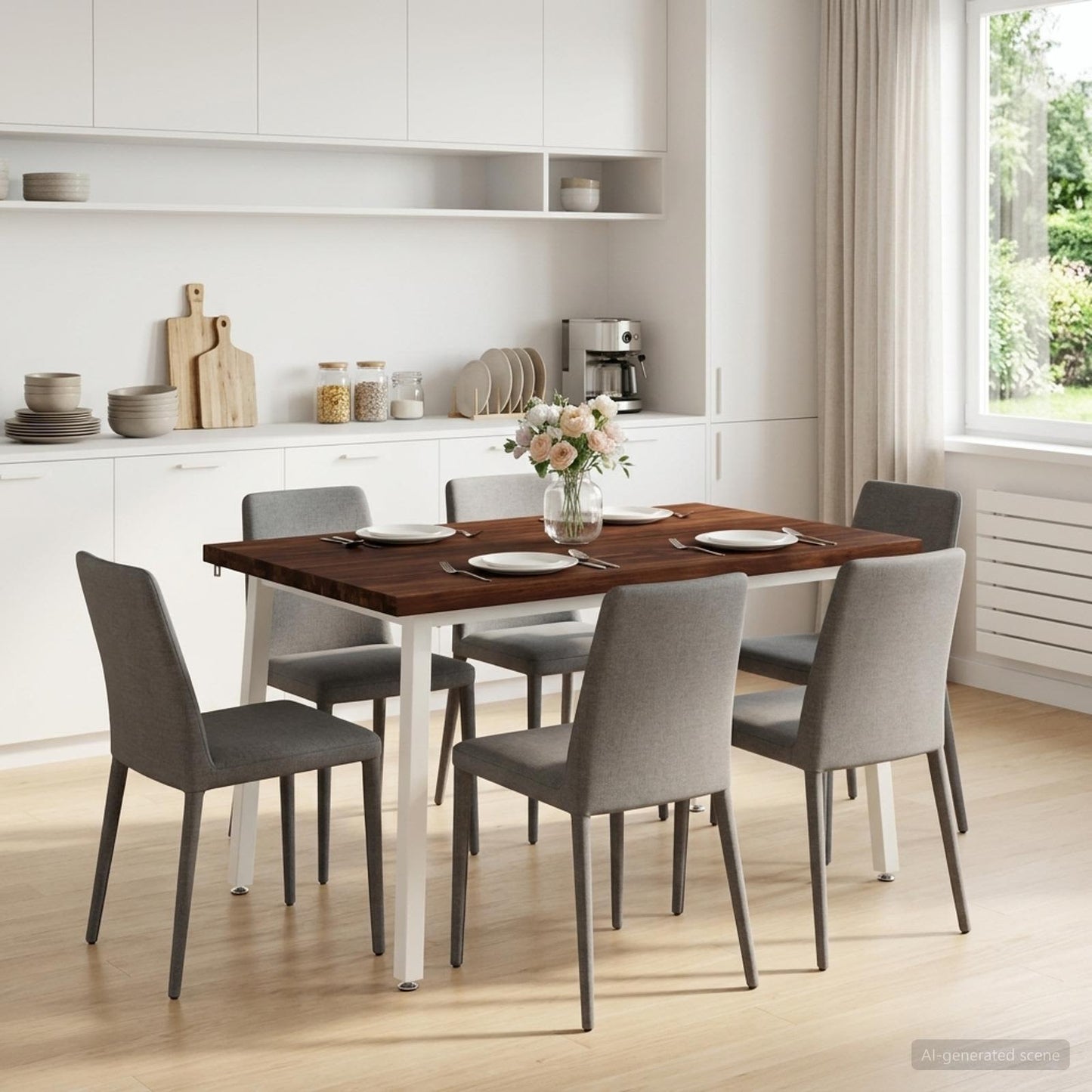 120 x 70 x 75 cm Solid Acacia Wood Dark Brown and White