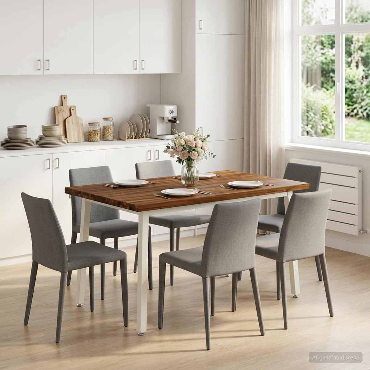 120 x 70 x 75 cm Solid Acacia Wood Natural and White