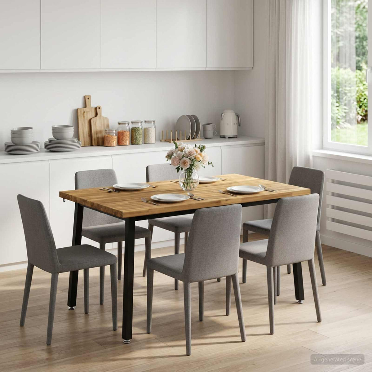 120 x 70 x 75 cm Solid Acacia Wood White and Black Rectangular