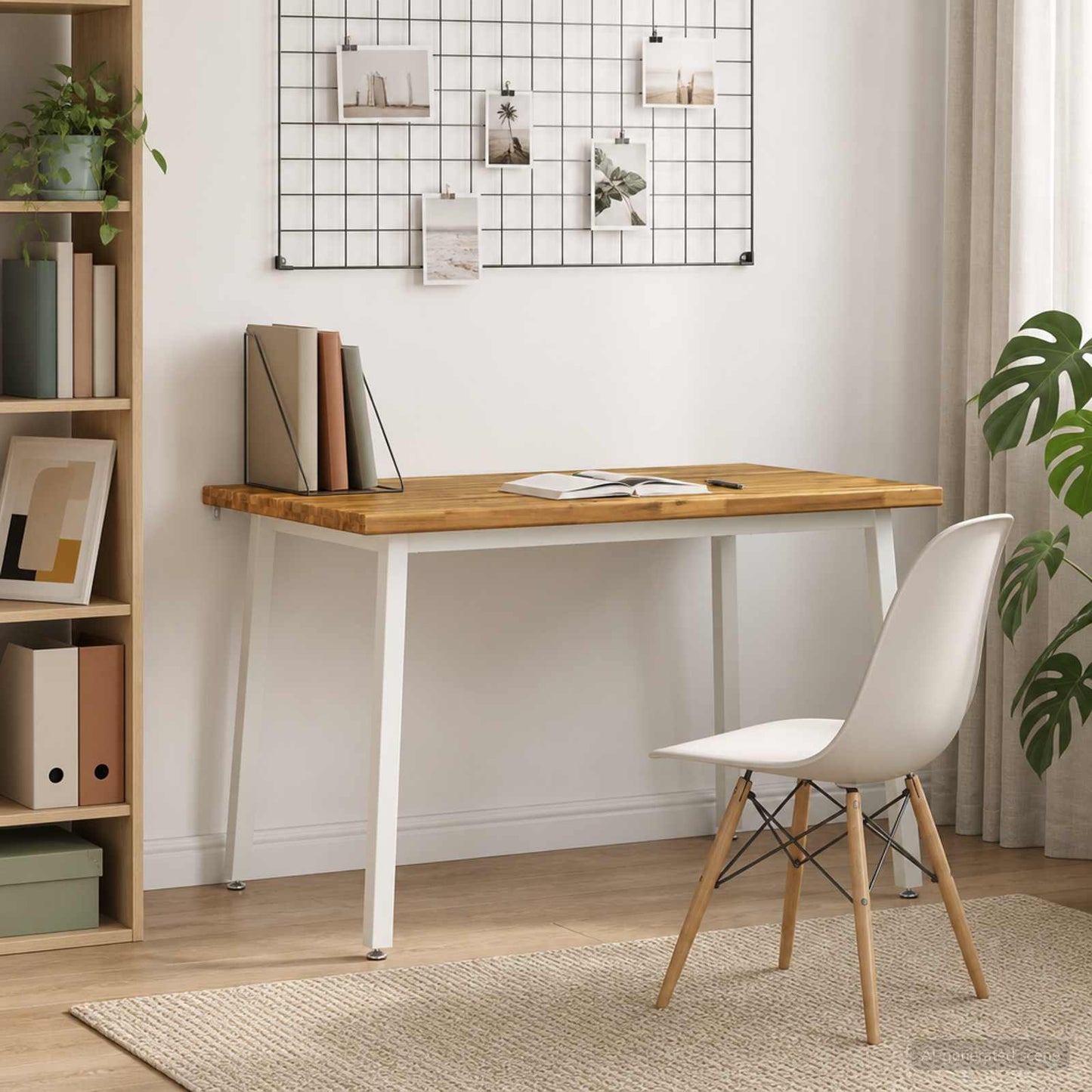 120 x 70 x 75 cm Solid Acacia Wood White Rectangular