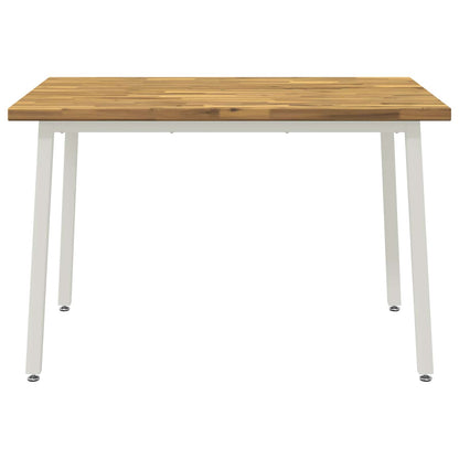 120 x 80 x 75 cm Solid Acacia Wood White Rectangular