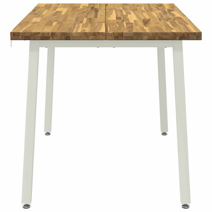 120 x 80 x 75 cm Solid Acacia Wood White Rectangular