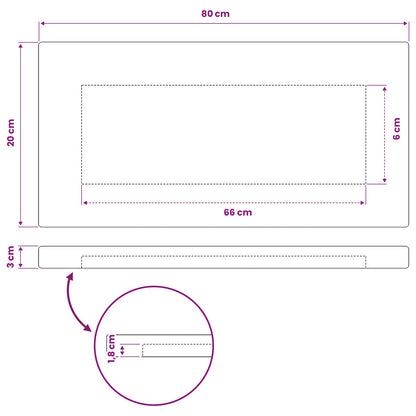 Rectangular Table Top 80 x 20 x 3.5 cm Rectangular Dark Brown