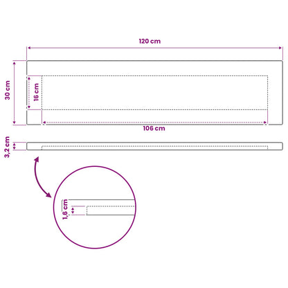 Rectangular Table Top 120 x 30 x 3.2 cm Rectangular