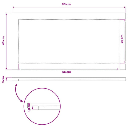 Rectangular Table Top 80 x 40 x 3.5 cm Rectangular White