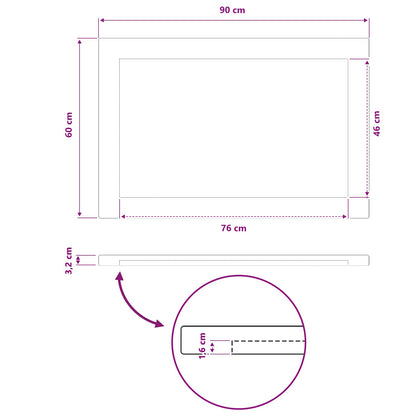 Rectangular Table Top 90 x 60 x 3.2 cm Rectangular