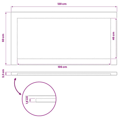 Rectangular Table Top 120 x 60 x 3.2 cm Rectangular