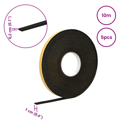 Self-adhesive Foam Tape 5 pcs Black 10mm x 10m CR Foam
