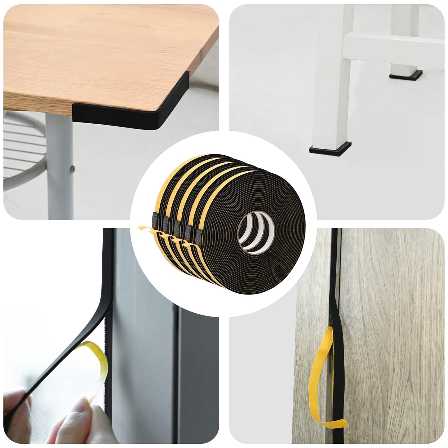 Self-adhesive Foam Tape 5 pcs Black 10mm x 10m CR Foam