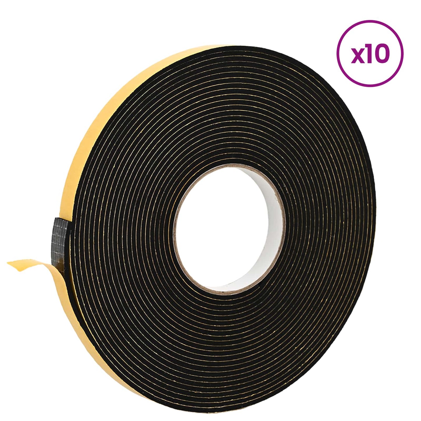 Self-adhesive Foam Tape 10 pcs Black 15mm x 10m CR Foam