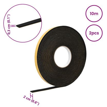 Self-adhesive Foam Tape 2 pcs Black 20mm x 10m CR Foam