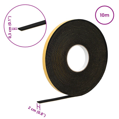 Self-adhesive Foam Tape 10 pcs Black 20mm x 10m CR Foam