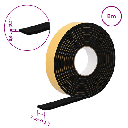 Self-adhesive Foam Tape 10 pcs Black 30mm x 5m CR Foam