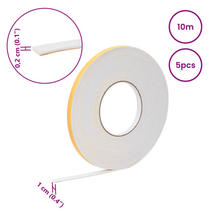Self-adhesive Foam Tape 5 pcs White 10mm x 10m CR Foam