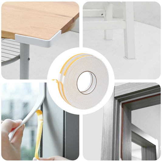 Self-adhesive Foam Tape 2 pcs White 10mm x 10m CR Foam