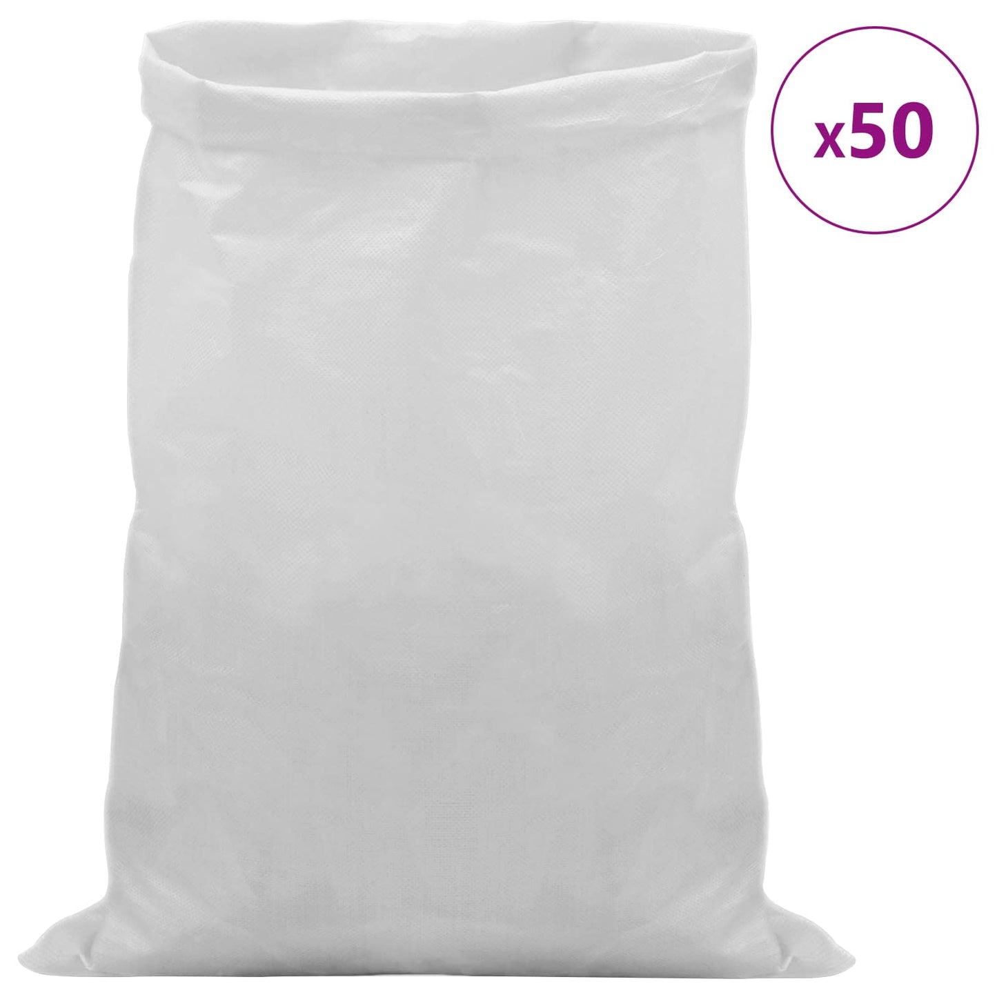 Woven Sacks 50 pcs White 60 x 100 cm PP