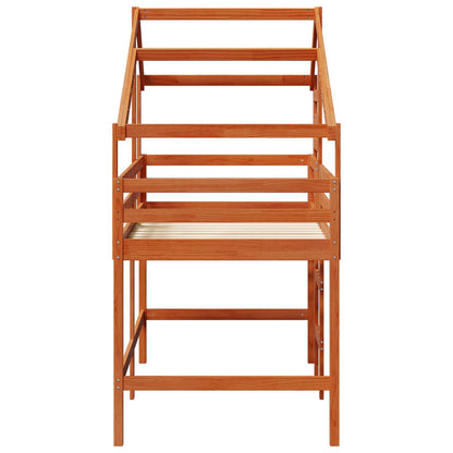 Loft Bed Frame Wax Brown 90 x 190 cm Solid Pine Wood