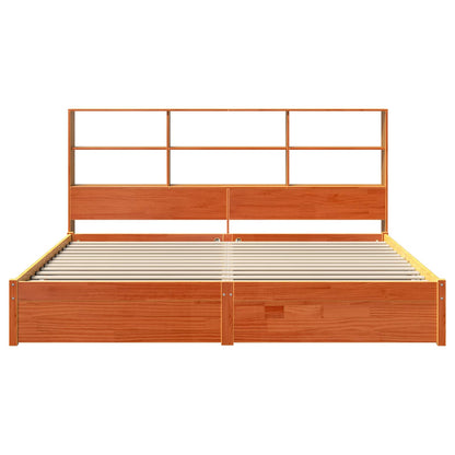 Bed Frame with Storage Headboard Wax Brown 200 x 200 cm