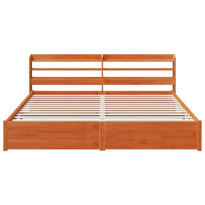 Bed Frame with Headboard 2 pcs Wax Brown Solid Pine Wood