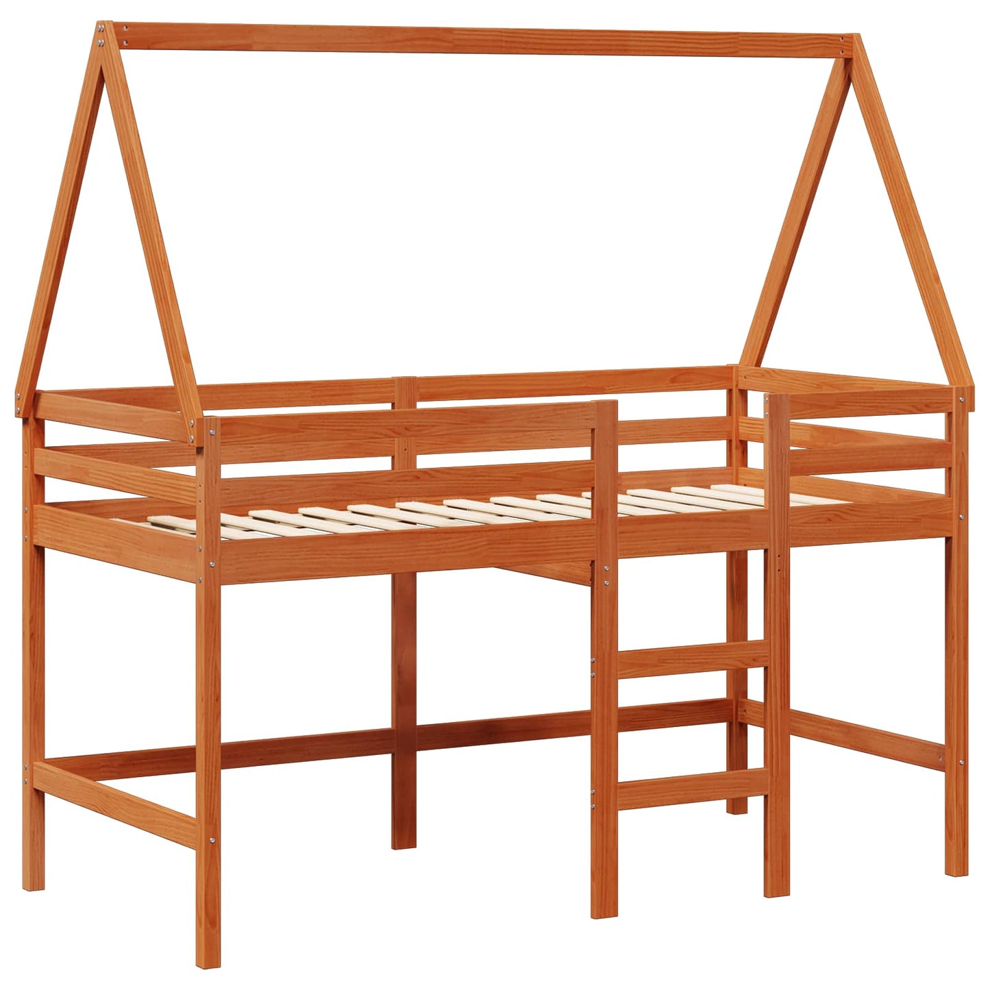 Loft Bed Frame Wax Brown 90 x 190 cm Solid Pine Wood