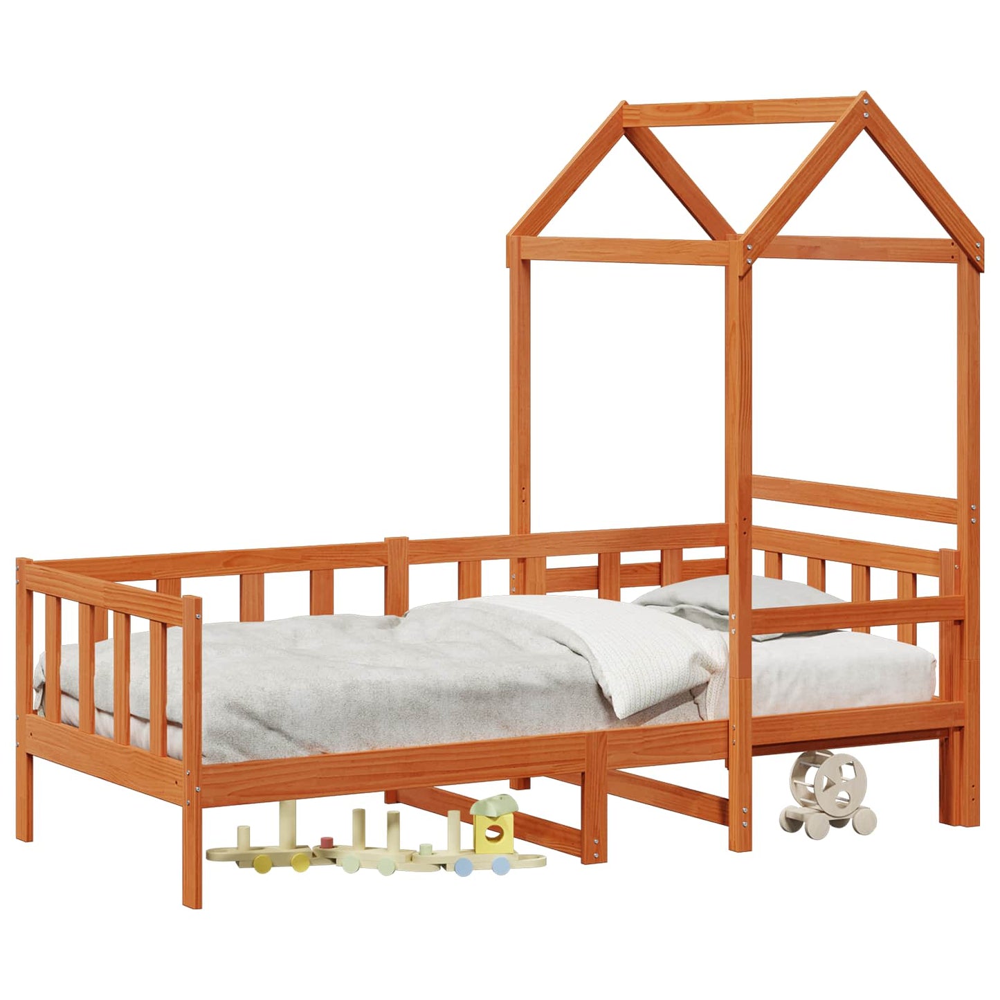 Day Bed Set 2 pcs Wax Brown Solid Pine Wood