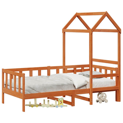 Day Bed Set 2 pcs Wax Brown Solid Pine Wood
