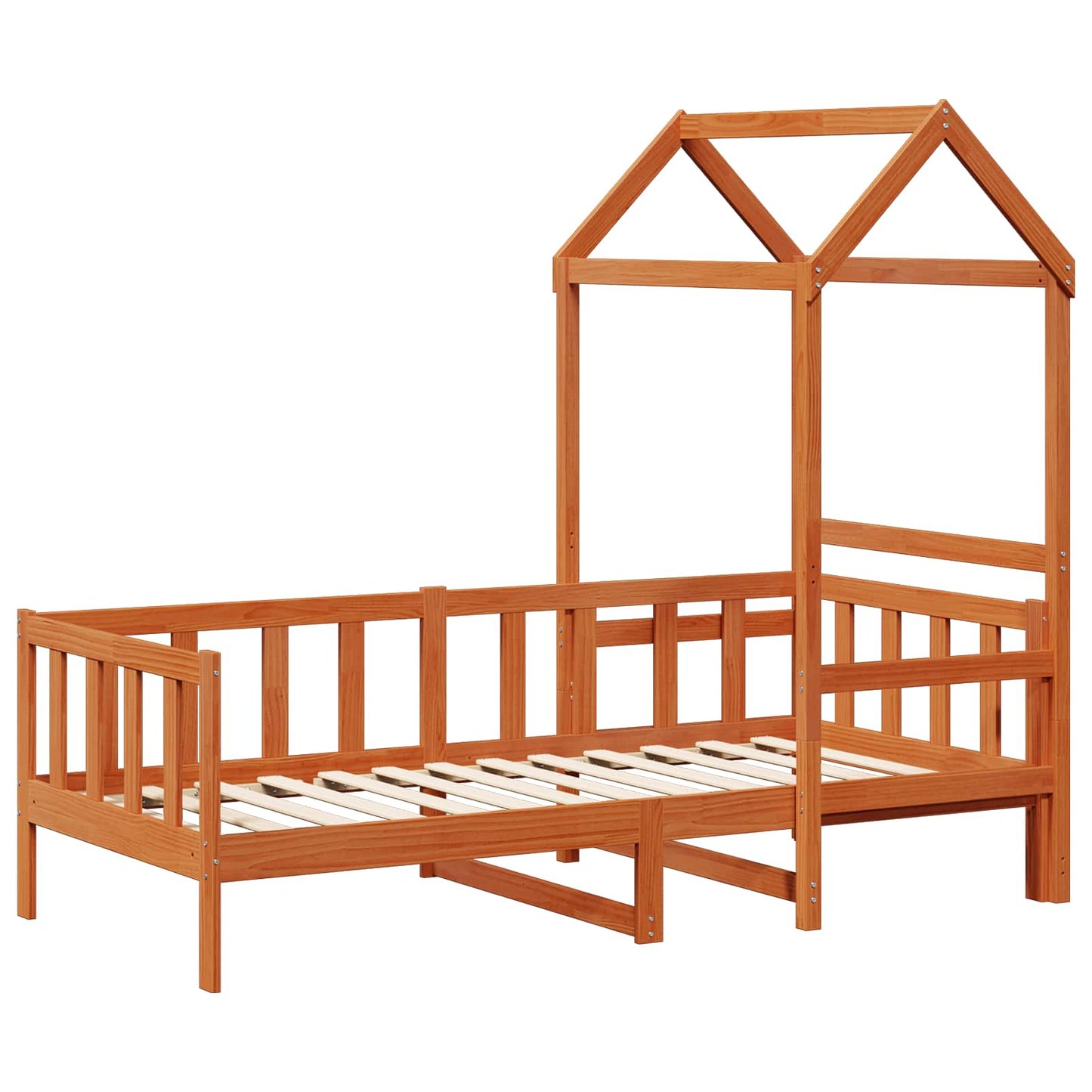 Day Bed Set 2 pcs Wax Brown Solid Pine Wood