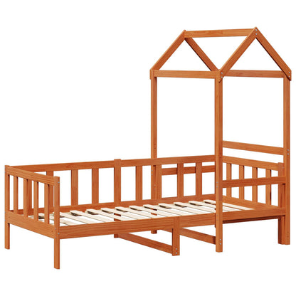 Day Bed Set 2 pcs Wax Brown Solid Pine Wood