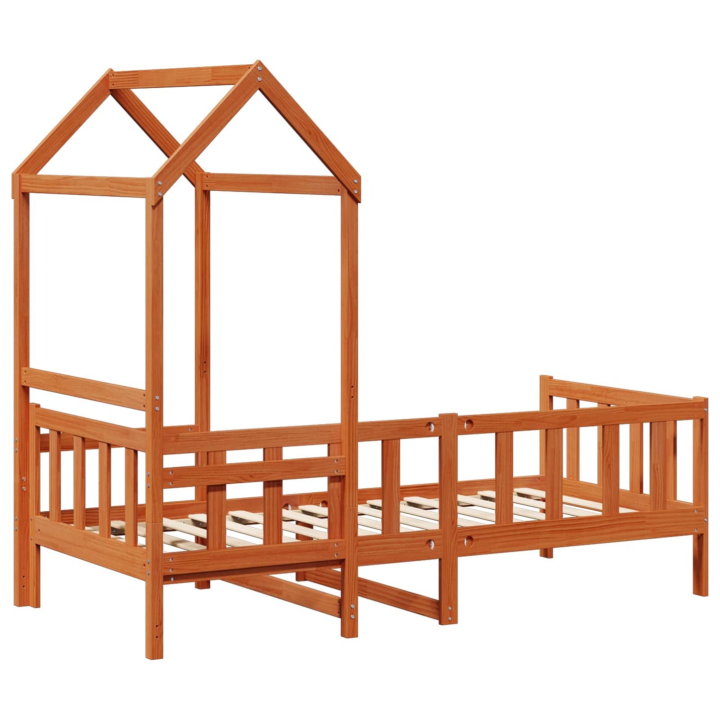 Day Bed Set 2 pcs Wax Brown Solid Pine Wood