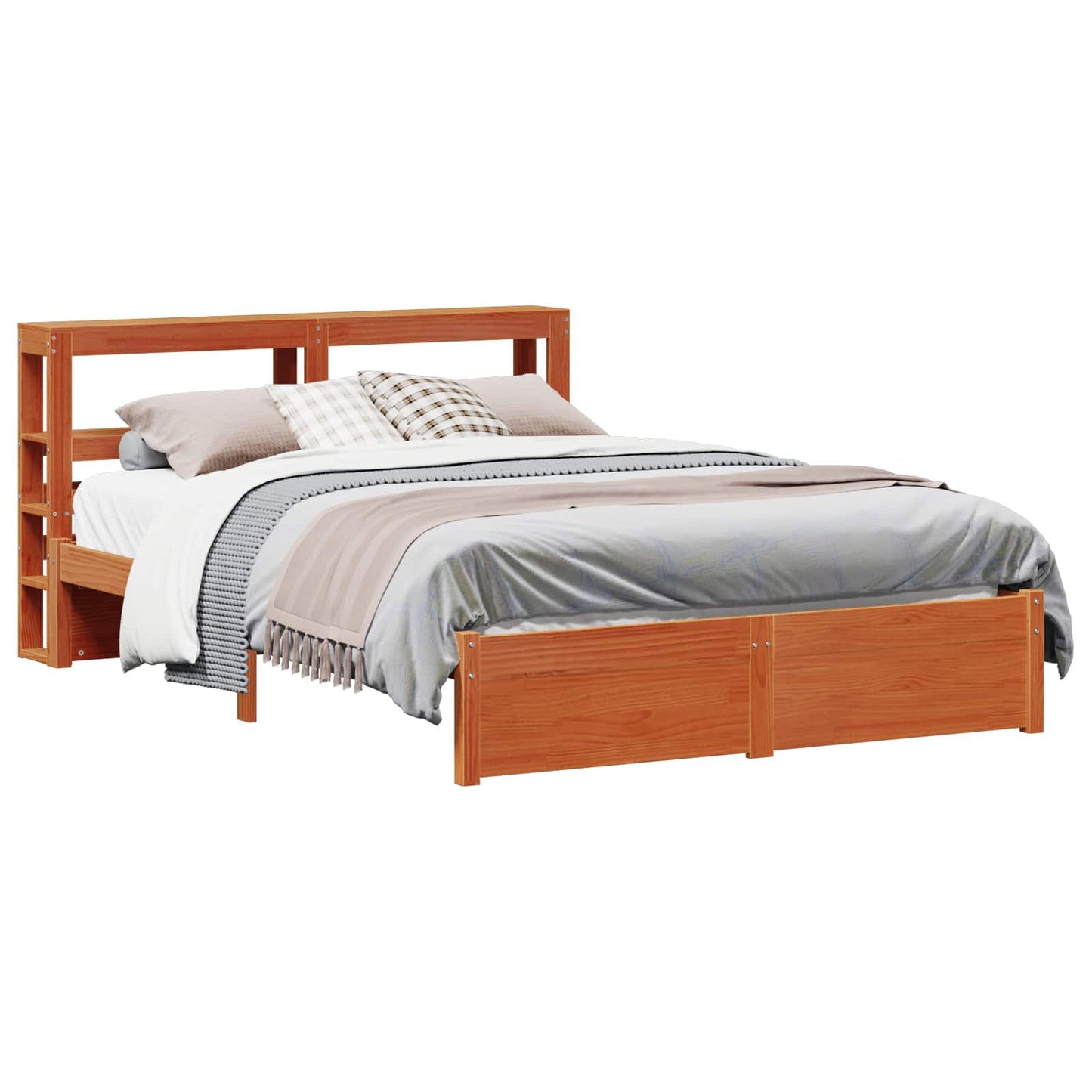 Bed Frame with Headboard Wax Brown 120 x 200 cm Solid Pine Wood