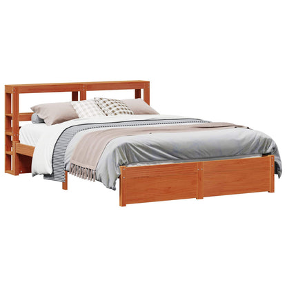 Bed Frame with Headboard Wax Brown 120 x 200 cm Solid Pine Wood