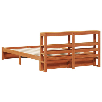 Bed Frame with Headboard Wax Brown 120 x 200 cm Solid Pine Wood