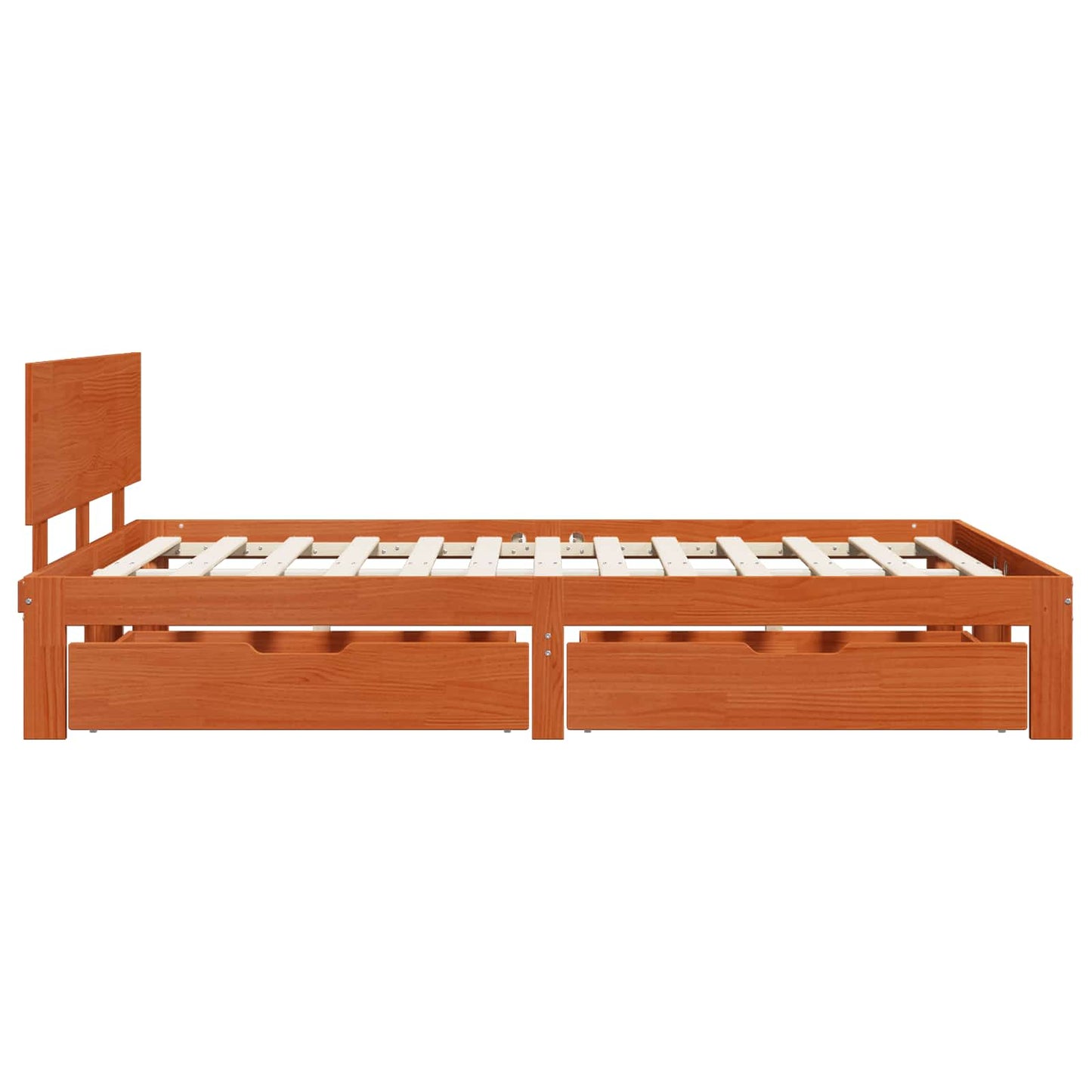 Bed Frame with Headboard 3 pcs Wax Brown Solid Pine Wood