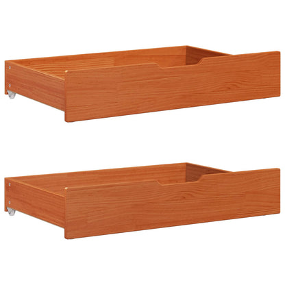 Bed Frame with Drawer Wax Brown 150 x 200 cm Solid Pine Wood
