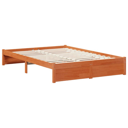 Bed Frame with Drawer Wax Brown 150 x 200 cm Solid Pine Wood