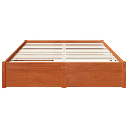 Bed Frame with Drawer Wax Brown 150 x 200 cm Solid Pine Wood