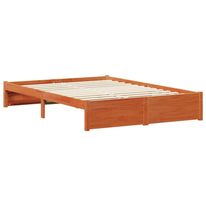Bed Frame with Headboard 2 pcs Wax Brown Solid Pine Wood