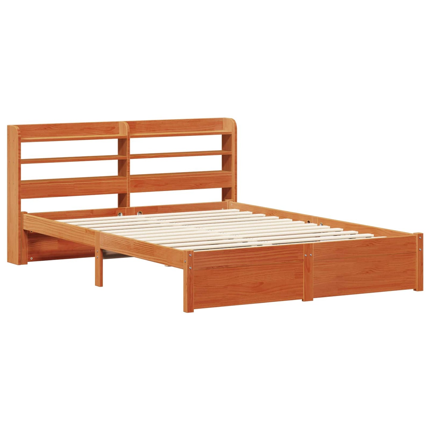 Bed Frame with Headboard 2 pcs Wax Brown Solid Pine Wood