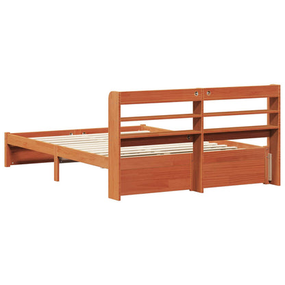 Bed Frame with Headboard 2 pcs Wax Brown Solid Pine Wood